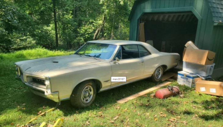a 1966 pontiac gto 389 v8 was discovered in a backyard garage that had been abandoned for more than 20 years