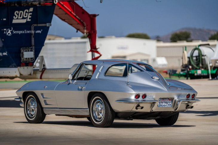 gorgeous sebring silver 1963 corvette split-window is as photogenic as they get