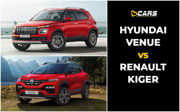 hyundai venue vs renault kiger price, engine specs, dimensions comparison