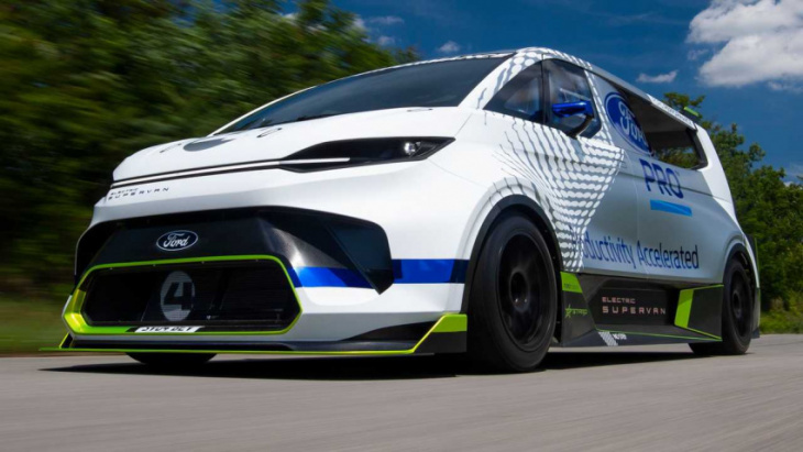 ford electric supervan races into goodwood with nearly 2,000 hp