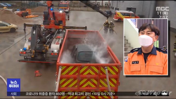 firefighters struggle to put out a burning hyundai ioniq 5, triggers ev scare in korea but what does data on ev fires say?