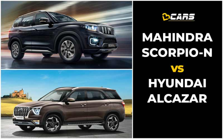 mahindra scorpio-n vs hyundai alcazar price, engine specs, dimensions comparison