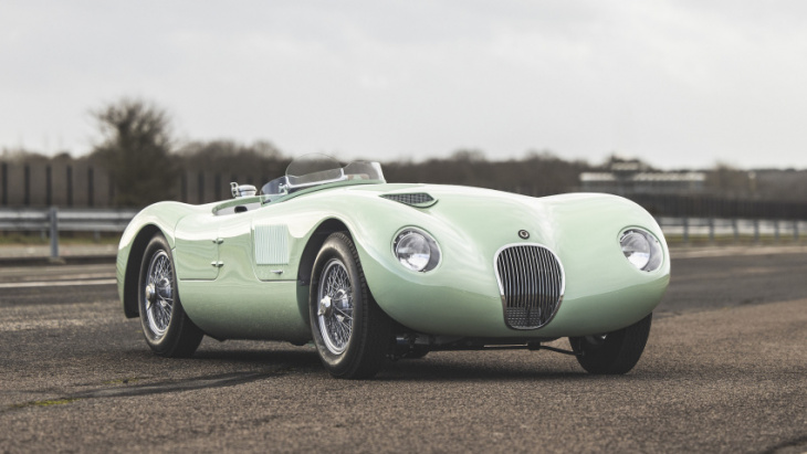 the first jaguar c-type continuation celebrates a stirling moss gp win