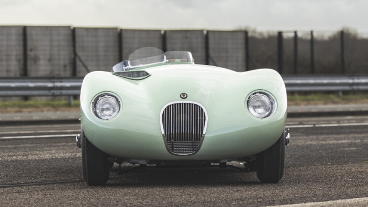 the first jaguar c-type continuation celebrates a stirling moss gp win
