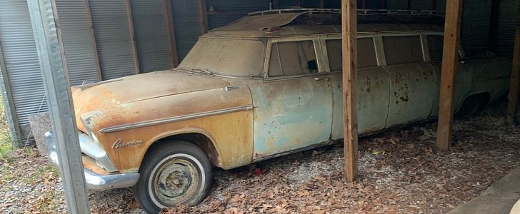 barn-found 1955 plymouth belvedere limo might be the last of its kind, needs help