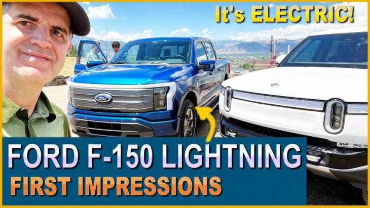 rivian r1t owner checks out ford f-150 lightning for the first time