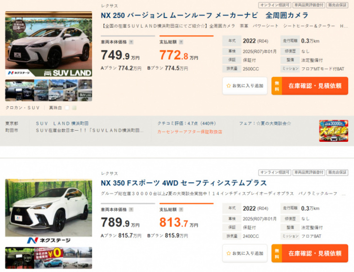 ridiculous demand for 2022 lexus nx in japan, used units asking 40% higher price than new ones