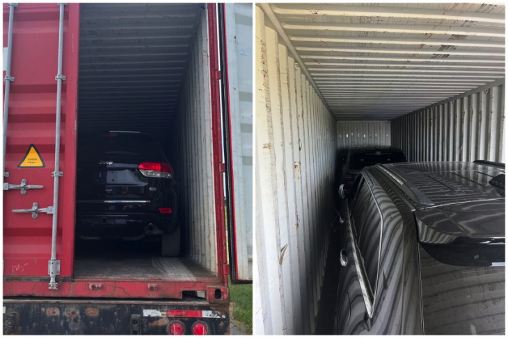 ontario police intercept container loaded with stolen vehicles