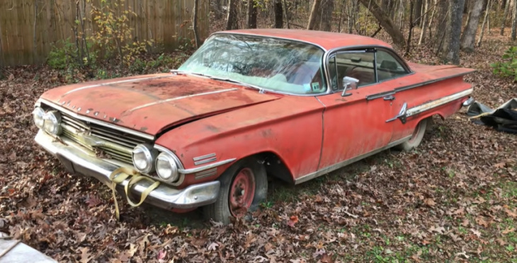 rare find 1960 chevrolet impala 348 tri-power parked for over 30 years