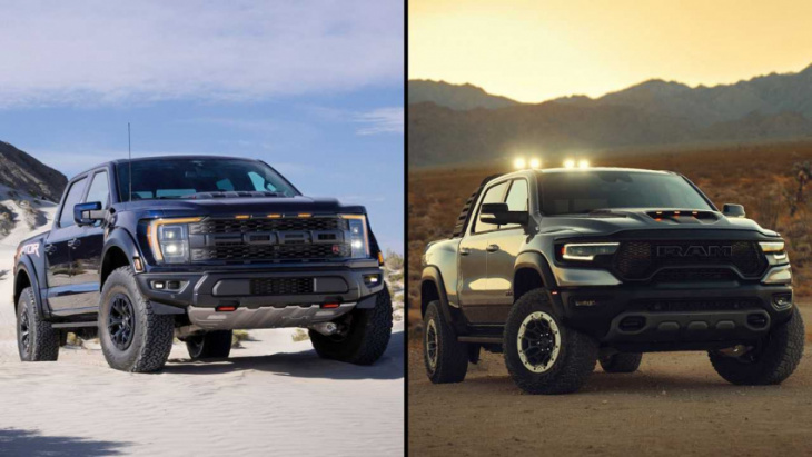 2023 ford f-150 raptor r vs 2022 ram trx: how they compare