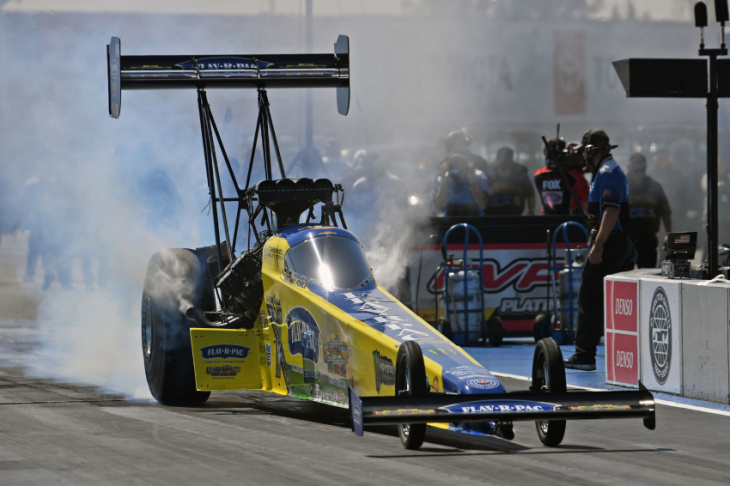 nhra sonoma results, updated points: brittany force survives a crazy day in california