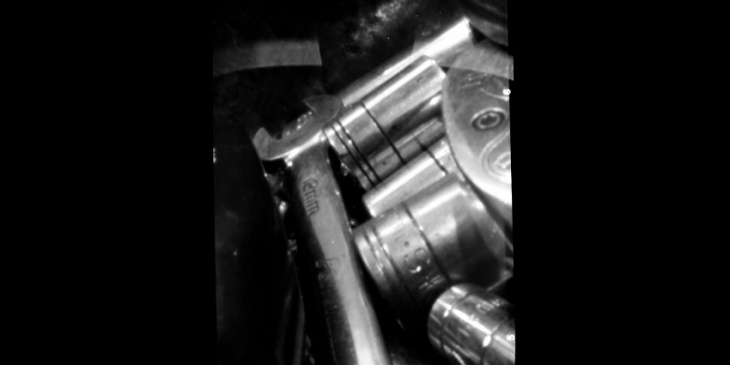 hacked 1948 sears camera looks at junkyard through pinhole lens