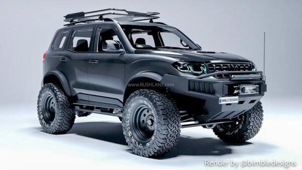 mahindra scorpio n, thar extreme off road editions in black – render