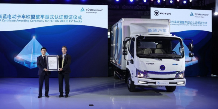 german tüv certifies foton electric truck for european markets