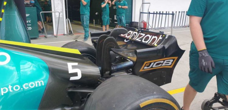 aston martin’s new f1 rear wing attracts attention in hungary