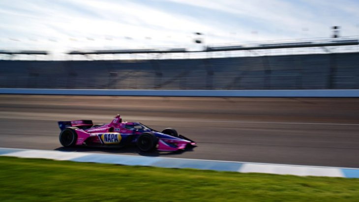 rossi sets the pace in friday practice from the indianapolis road course