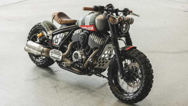 tank machine presents bobbers and scrambler-inspired indian chief
