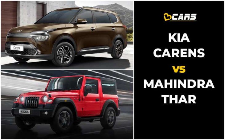 kia carens vs mahindra thar price, engine specs, dimensions comparison