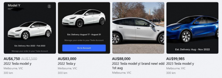 secondhand model y listed for $20,000 above sale price, before first new deliveries