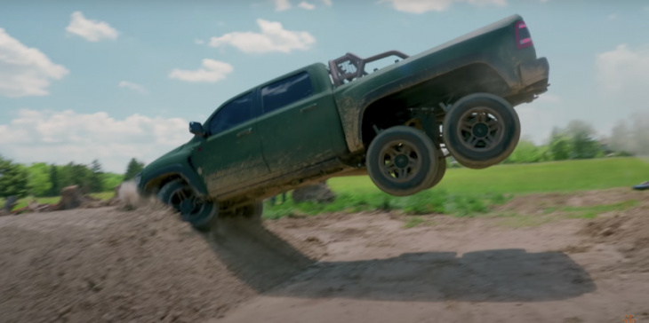 watch this 6x6 ram trx fly head-first into a mound of dirt after failing jump attempt