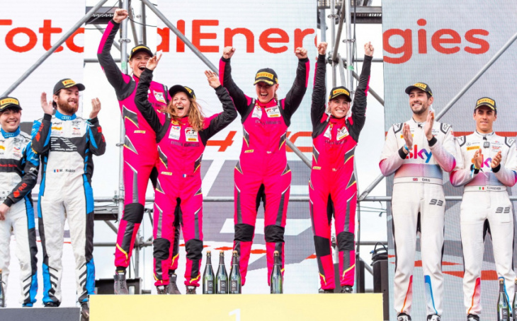 iron dames become first all-female driver line-up to take class win at 24 hours of spa