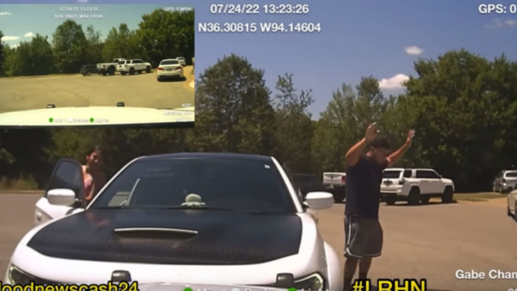 dodge scat pack plays chicken with police
