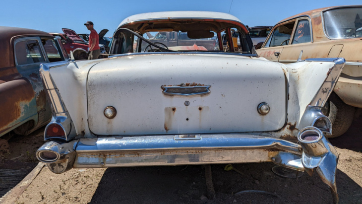 1957 chevrolet one-fifty sedan is junkyard treasure