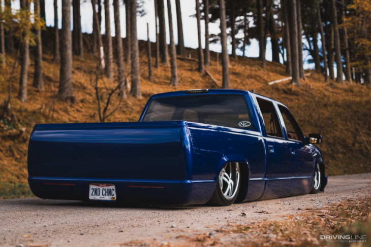 the low pro pre-slammed obs chevy truck chassis is the next big thing for custom pickup builders