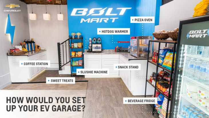 chevrolet reveals what an ev garage can be, with gas station nostalgia