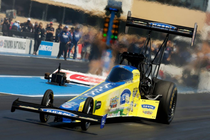 nhra funny cars faster than top fuel dragsters—it has happened