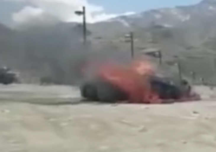 c8 corvette prototype burns to ground while testing (not an e-ray)
