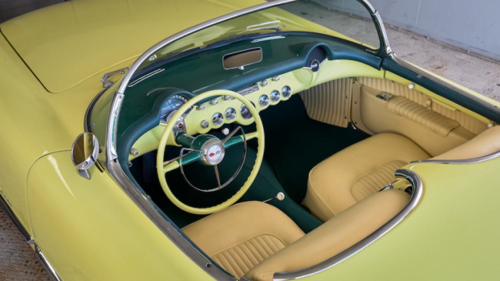 harvest gold 1955 corvette is one of just 700 produced