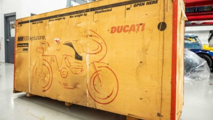 a ducati mh900e was found in its crate then sold for $45,000 usd
