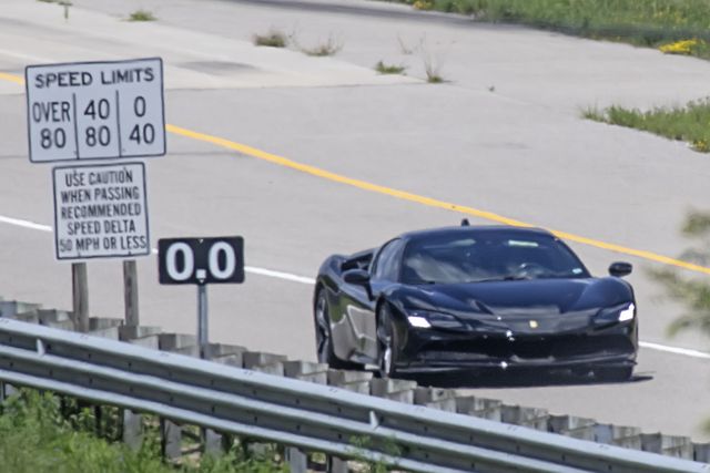 ferrari sf90 stradale spotted testing at gm's michigan proving grounds