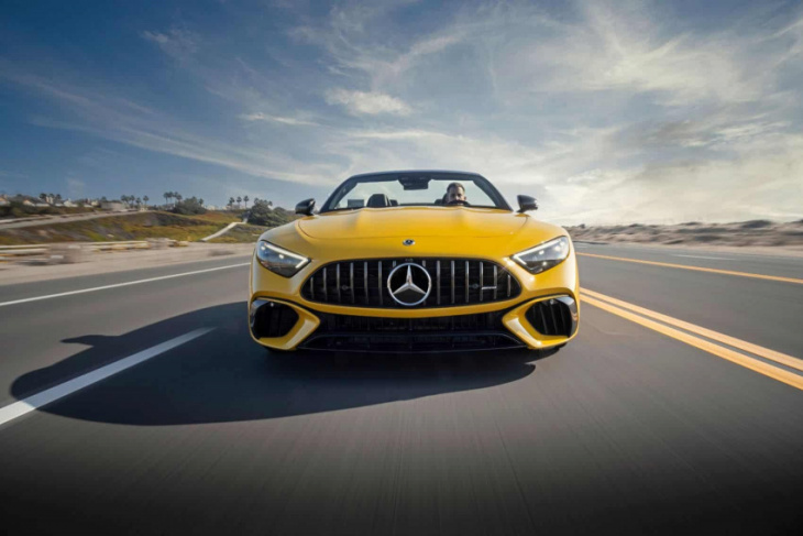 2022 mercedes-amg sl arrives with handcrafted v8, four-wheel steering, & sleek styling