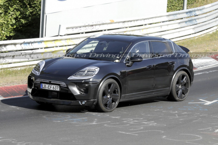 spied! all-electric porsche macan caught testing at nürburgring