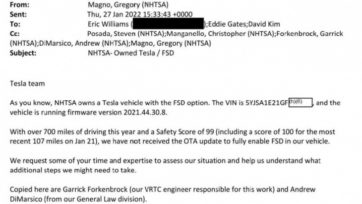 tesla to give nhtsa access to fsd beta after old request surfaces