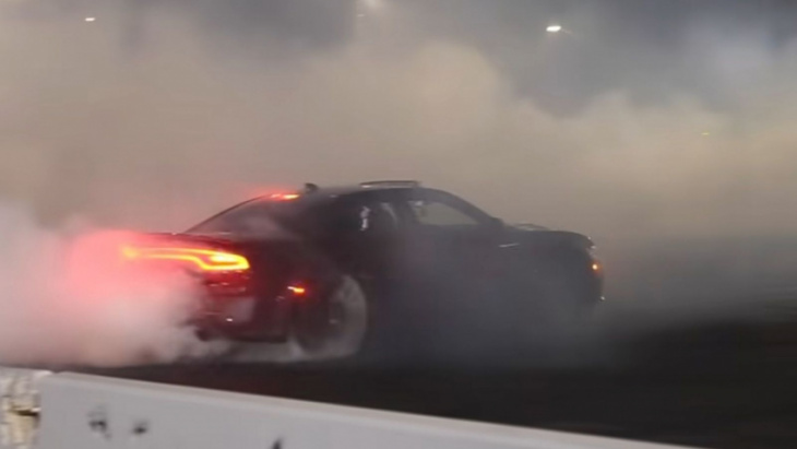 when a dodge charger hellcat burnout goes bad