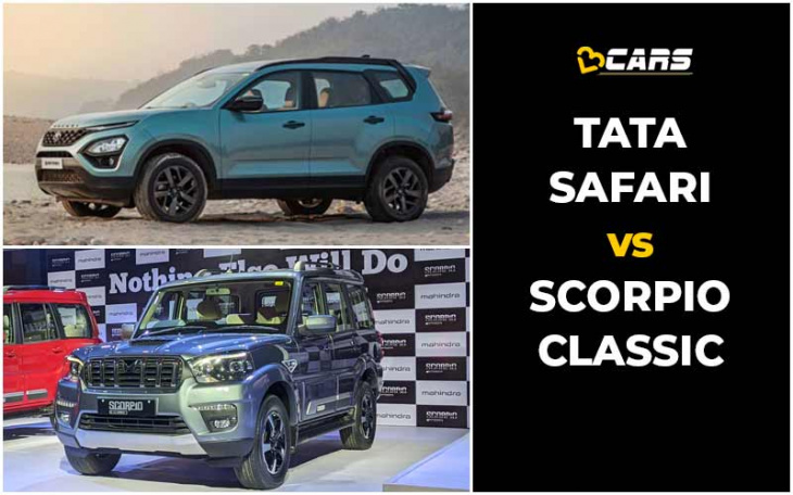 tata safari vs mahindra scorpio classic price, engine specs, dimensions comparison