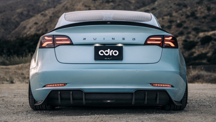 adro has given the tesla model 3 more downforce