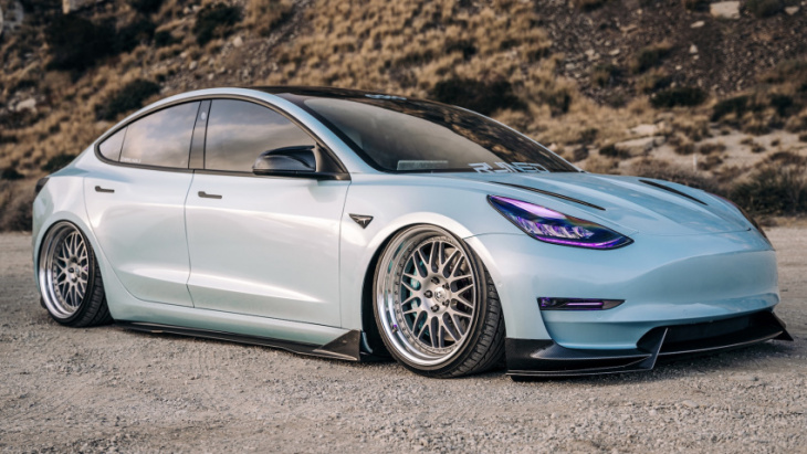 adro has given the tesla model 3 more downforce