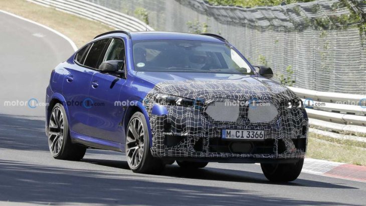 bmw x6 m facelift spied with minimal disguise on the nurburgring