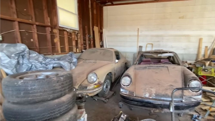 two classic barn find porsches are pulled out of hiding
