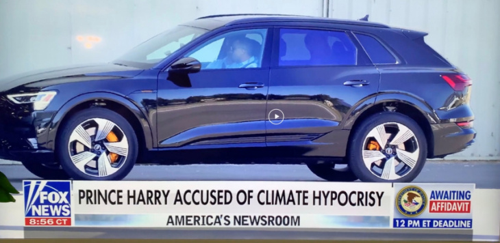 fox news trashes prince harry for idling in gas-guzzling suv, not realizing its an audi electric suv