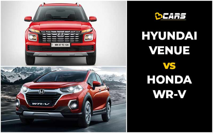 hyundai venue vs honda wr-v price, engine specs, dimensions comparison