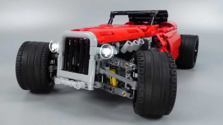 lego hot rod rc car has a working clutch and four-speed gearbox