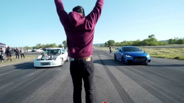 honda civic with 1,085 hp drag races modded audi tt rs in close battle