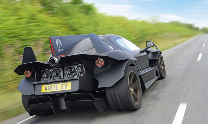 the ariel hipercar is a light, powerful, four-motor ev powered by cosworth