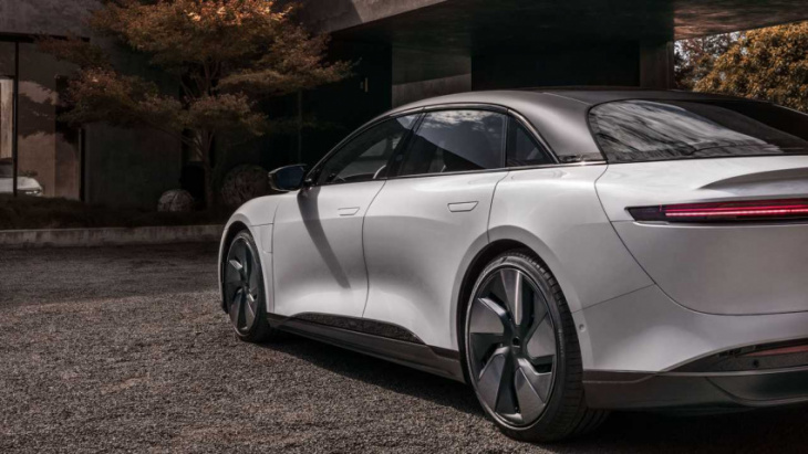 lucid air with metal roof teased on production line