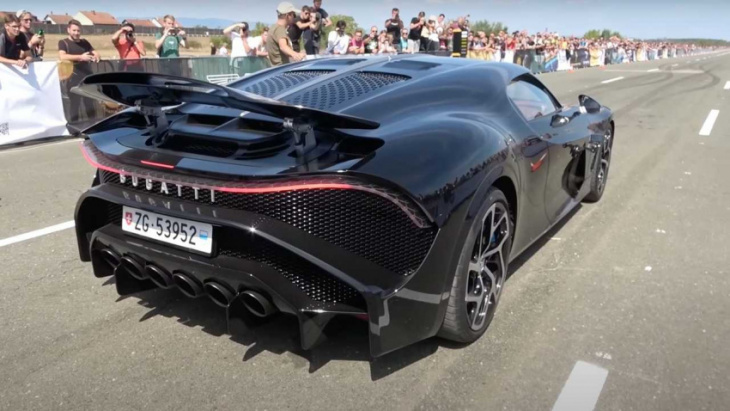 bugatti la voiture noire joins world's most expensive cars at drag strip